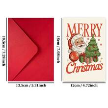 1pc Vintage Santa Claus Theme Christmas Greeting Card Holiday Blessing Message Card Christmas Cards - Christmas Card - View 4