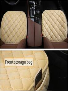 3pcs/Set Car Seat Covers, Front & Rear Row Flocked Fabric Seat Pads, Anti-Slip Winter Car Protection Pads, Warm Universal Fit For Truck, SUV, Van - Black - View 9