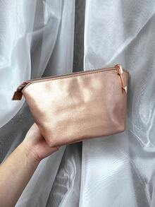 Portable Champagne Gold Travel Makeup Bag, Embossed Logo Toiletry Storage Bag, Personal Use Or Gift - Lancôme Makeup Bag - Champagne - View 2