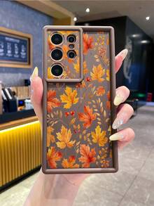 1pc Hollow Maple Leaf Pattern Anti-Slip Anti-Drop Phone Case, Compatible With IPhone18 17 Pro Max/17/17 Pro/16 Pro Max/16/16 Pro/15 Pro Max/15 Pro/15/14 Pro Max/14 Pro/14/13 Pro/13/12 Pro/12/11/13 Pro Max/XR, / Shockproof Full Coverage - Brown - View 4