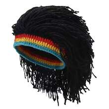1pc Men's Dreadlock Wig Patchwork Knit Beanie, Fashionable Casual Warm Hat, Suitable For Autumn/Winter Travel, Windproof, Winter Warmth - Multicolor - View 8