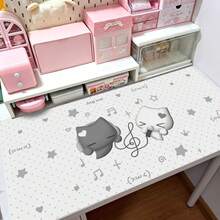 Mousepad Kulit PU Besar Motif Kucing Kecil Lucu Kawaii, Alas Meja Motif Hati dan Not Musik Titik-titik Abu-abu, Anti Air, Anti Gores, Anti Selip untuk Keyboard dan Meja, Cocok untuk Kamar Tidur Anak Perempuan, Ruang Belajar, dan Asrama Mahasiswa. - View 1