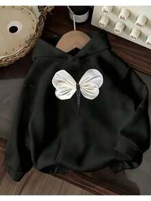 Women's Dragonfly Printed Fleece-Lined Hooded Sweatshirt - Black - View 1