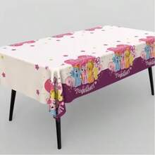 Hasbro My Little Pony Disposable Birthday Tablecloth, Camping Birthday Party Supplies, Table Decor, PET Material Aluminum Foil Tablecloth - A - View 1
