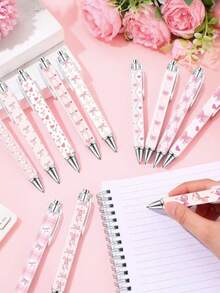 20pcs Pink Bow Pens, Cute And Compact Jertick Style Pens, Heart-Shaped Design, 0.5mm Black Ink. Perfect For Office And Journaling, A Thoughtful Gift For Women, Also Suitable For Halloween And Birthday Parties. - Color: Random - View 1