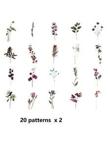 40pcs/Pack Vintage Floral Plant Notebook Decorative Stickers, PET Material, Suitable For Scrapbooking, Labels, Journals, Stationery, Photo Albums, Phone Books, Notebooks, Planners, Back To School - Multicolor - View 8
