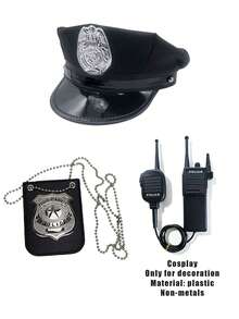 Multi-Piece Set Costume Hats Hat Combination Halloween Solid Color Hats Eagle Hat Cosplay Badge Cosplay Walkie Talkie Combination - Multicolor - View 5