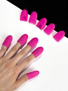 10pcs Rose Red & Pink Silicone Nail Removal Finger Protectors, Soft Elastic Trim, Non-Constricting, Reusable, For Nail Salon And Home Use, Gel Polish & Extension Nail Removal - Multicolor - View 1