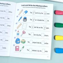 Children's Picture-Based Letter Completion English Practice Book, Toddler English Vocabulary Enlightenment Early Education Educational Workbook, Back To School Learning Supplies, Holiday Student Learning Gift - Multicolor - View 8