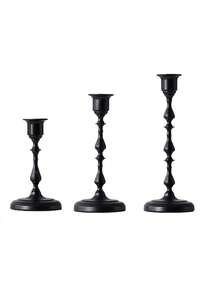 3pcs Matte Black Vintage Metal Taper Candle Holders, Desktop Decor Candle Holders, Suitable For Dark-Toned Home, Wedding And Holiday Party Tabletop Decoration, Candles Not Included - A - View 9