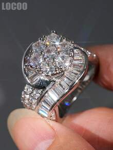 1pc Romantic Cubic Zirconia Ring For Women, Wedding Engagement Party Jewelry, Valentine's Day Gift - 1# - View 7