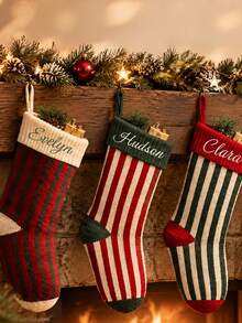 Personalized Knitted Christmas Socks: Embroidered Family Name Socks, 2026 Christmas Holiday Decor - Multicolor - View 6
