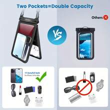 1 túi chống nước đựng điện thoại 2 lớp kèm dây đeo, túi khô dung tích lớn 8 inch, đạt chuẩn IPX8, chống sốc và chống cát, thiết kế màn hình cảm ứng trong suốt, phù hợp cho bơi lội, chèo thuyền, chèo kayak - Tối giản - Xem 6