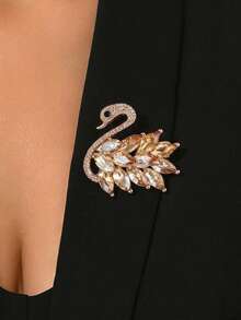 Luxury Heavy Embellished Swan Brooch, Women's Fashion Animal Brooch, Casual Party Accessory/Friend Gift, Suit Decoration - Crystal Swan Brooch - View 3