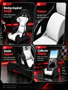 1pc Racing Seat Phone Holder, Universal Phone Stand, Racing Style Desktop Ornament, Suitable For Office, Gaming Room, Bedroom Decor, Home Storage, Decorative Ornament, Best Gift For Men, Christmas, Best Choice For Friends Gift - Multiple Styles - View 5
