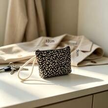 5/10pcs Leopard Print Mini Wrist Bag, Zipper Wallet Sanitary Pad Pouch, Compact Portable Small Storage Purse With Braided Rope Wrist Strap, Ideal For , Cards, Coins And Tiny Daily Items, Easy To Carry For Shopping, Travel & Daily Use,Random Color - Multicolor - View 12