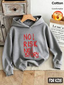 Autumn/Winter 3 Pieces Set Girls Fleece Hooded Sweatshirt, Grey Cotton Long Sleeve NO! RISE NO! STO, For Faith! Print Y2K Style - Heather Gray+Heather Gray+Heather Gray - View 2