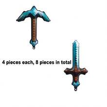 4/8pcs 77cm Handheld Blue Pixel Sword Shaped Cartoon Toy Balloons, Suitable For Birthday Outdoor Party Decoration Balloons - View 6