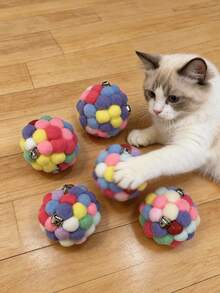 Interactive Cat Plush Ball - Soft Plush Ball With Gentle Colors And Multiple Color Options - Suitable For Indoor/Playable Chewable Cat Toy - Soft Fur Ball For Kittens And Adult Cats - No Small Parts - Cat Toy Accessories, Interactive Cat Ball, Soft Cat Ball, Cat Ball - Multicolor - View 4