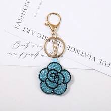 New Creative Diamond Encrusted Leather Camellia Keychain Fashion Versatile Bag Pendant Keychain Small Gift Wholesale - Multicolor - View 9