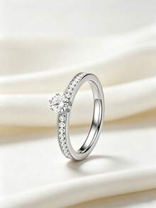 1PC Unique Luxury Stainless Steel Women's Promise Ring, Female Jewelry Accessory, Couple Wedding Ring Gift, Wear For Daily, Wedding & Anniversary - Ring - View 3