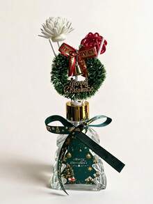 Set Hadiah Aromaterapi Liburan Natal, Diffuser Reed Tanpa Api, Pengharum Ruangan Dalam Ruangan, Botol Berbentuk Pohon Natal, Tutup Emas, Dihiasi dengan Karangan Bunga Pita Hijau dan Lonceng Emas, Pengharum Ruangan Nook Peace, Hadiah untuk Ruang Tamu - Kacapiring - View 3