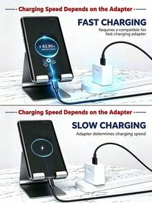 5pcs Fast Charging USB-A To Type-C Charging Cables, Nylon Braided Durable Phone Charging Cables, 1m Long, Compatible With Android Phones, And Other Type-C Devices, Suitable For Travel Essentials/Car Accessories/Desktop Accessories, Pink/Purple - Multicolor - View 6