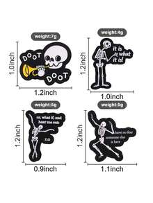 Funny Skeleton Enamel Pins Set, Cute Dancing Skull Brooch With Slogan, Metal Badge For Backpack Clothing Decor Gift - Multicolor - View 10