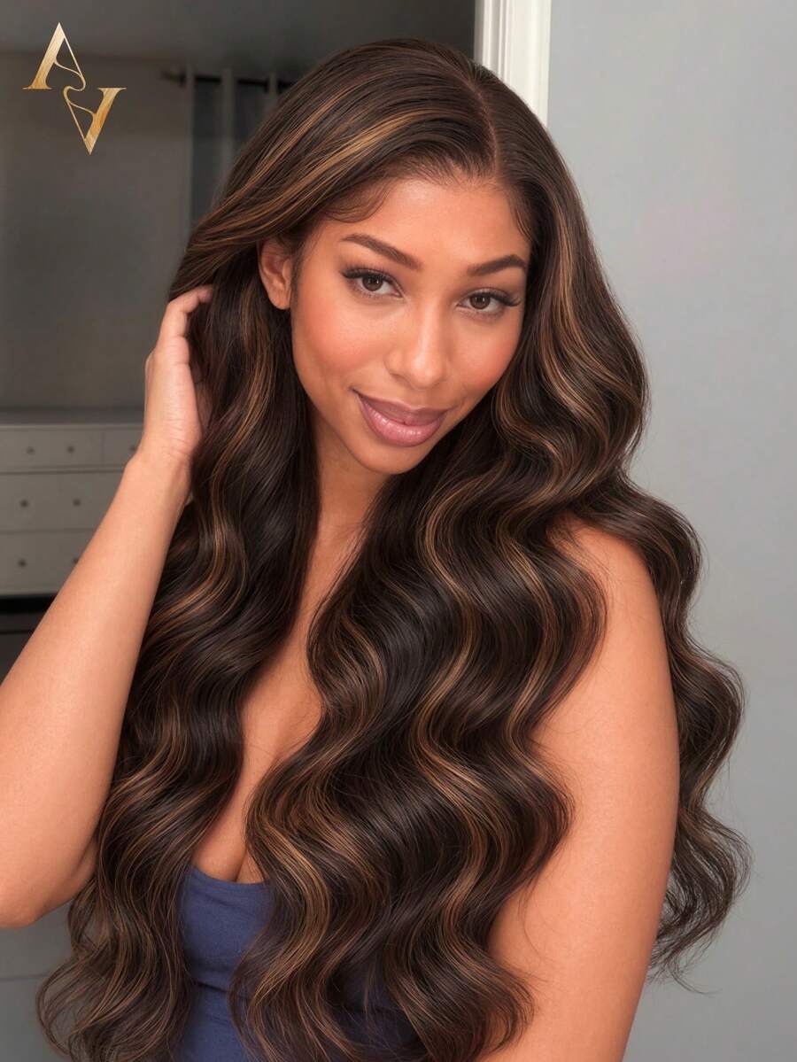 ARABELLA Highlight #30 Color 13x4 Transparent Lace Front Wig Body Wave 100% Human Hair 150% / 180% Density Options Invisible Knots Pre Plucked Natural Hairline For Women Beginner Friendly - Multicolor - View 1