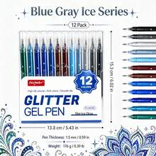 12pcs Colorful Neutral Gel Pens, Glitter Gel Pens, Vibrant Colors, Shiny Glitter Ink, Smooth Writing, 0.8mm Tip, Suitable For Diary, Notes, Drawing, Greeting Card Making And DIY Crafts - Multicolor - View 4