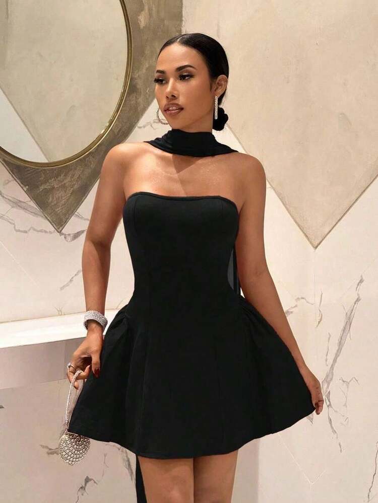 Women Short Dresses - Black - View 5