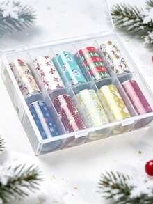 10 Rolls Christmas Nail Foil Transfer Stickers 4x100cm Santa Snowflake Reindeer Bell Xmas Pattern Winter Nail Art Decals, DIY Manicure Decorations For Acrylic Nails - Multicolor - View 9