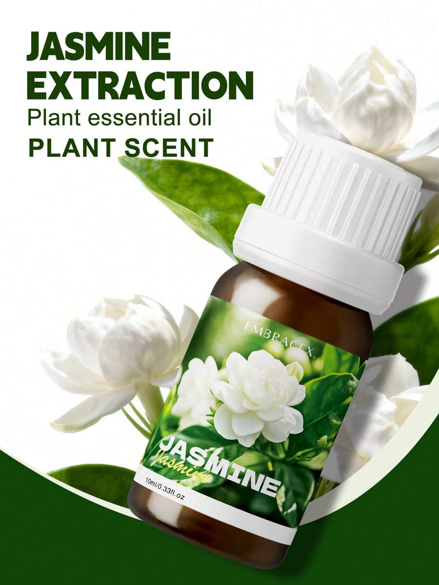EMBRACEX. زيت الياسمين الأساسي 10 مل، زيت نباتي أساسي، رائحة زهرية طازجة، عطر نباتي، علاج عطري للسيارة، هدية للعطلات، موزع داخلي، صناعة الشموع