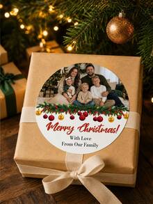 1/60/120pcs Customizable Christmas Round Stickers, Holiday Decoration Stickers, Personalized Christmas Labels, Perfect For Gift Boxes, Holiday Envelopes, Fragrance Containers, Home Decor, Great For Friends, Family, Partners, Christmas Gift Lovers, Suitable For Christmas Parties, Anniversary Gatherings, Holiday Dinners - Multicolor - View 5