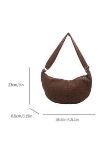 Tas Bahu Bulan Sabit Corduroy Kapasitas Besar dengan Motif Bintang, Tali Bahu yang Dapat Diatur, Tas Selempang Harian Wanita, Dilengkapi dengan Liontin Kartun Lucu - MultiWarna - View 8