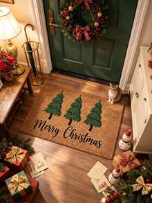 1pc Christmas Welcome Mat, Faux Coconut Fiber Material, Thick And Easy To Clean, Door Mat, Small Rug, Welcome Mat, Outdoor Door Mat, Kitchen Rug, Home Decor, Area Rug, Garden Rug, Washable Rug - Multicolor - View 4