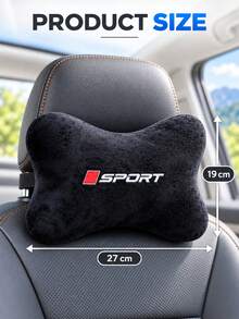 1pc Black Velvet Car Headrest Cushion With Sports Letter Pattern, Suitable For Car Seats, Center Console, Enhancing Interior Comfort For Commuting And Road Trips, Easy To Place Car, SUV And Truck Interior Accessories - Sports - View 5