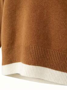 Sweater Rajut Wanita Ukuran Besar Warna Cokelat Vintage, Leher V Lengan Panjang, Sempurna untuk Musim Gugur/Musim Dingin - Coklat - View 4