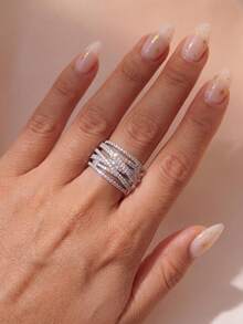 1pc Vintage Line Wrapped Ring, Unisex Style, Suitable For Daily Wear And Party Accessory, High-Quality Jewelry Gift - Cross - View 2