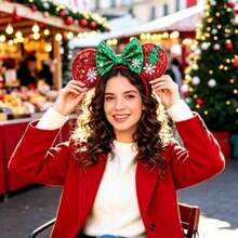 Hasbro 1pc Red Christmas Themed Sequin Headband, Holiday Party Headpiece, Perfect For School Party, Costume Party, Role Play, Halloween, Halloween Promotion, Theme Park Visit, Cosplay Holiday Party Hair Accessory, Fun Photo Prop, Amusement Park Accessory, Easter, Comes With Cute Bow Cartoon Hair Clip, Suitable For Travel, Masquerade Party, Role Play - Style a - View 7