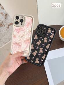 2 ốp lưng bảo vệ chính xác TPU chống sốc bao phủ toàn diện in gấu ngọt ngào, tương thích với Apple 11/12/13/14/15/16/16Pro/16ProMax/17/17pro/17ProMax/18pro 18ProMax - Nhiều màu - Xem 5