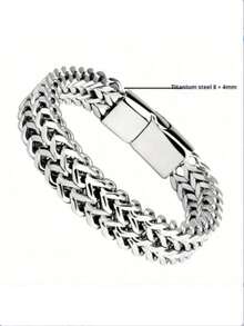 1pc Men's Stainless Steel Woven Bracelet With Magnetic Clasp, Father's Day Gift Jewelry - As Shown - View 17
