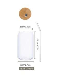KEMORELA 1 件/2 件/4 件 400 毫升/550 毫升透明玻璃可乐杯带吸管和盖子，DIY 饮料杯 - 無色 - 查看 9