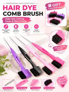 1 Set Multi-Function Hairline Styling Comb, Stainless Steel Needle Frizz Brush Set, Professional Salon Frizz Smoothing Tool, Bathroom Accessory Bathrobe Hair Accessory, Essential Hair Styling Product For Girls Back To School And Travel - Multicolor - View 3