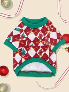 LUCKIE PAL 1pc Christmas Argyle Christmas Tree Gingerbread Man MerryChristmas Fun Pattern Pet Sweatshirt, Anti-Flea, Reduce Shedding, Warm And Breathable, Suitable For Small And Large Dogs And Cats, Indoor And Outdoor - Multicolor - View 10