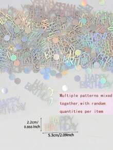 100/50/20pcs "Happy Birthday" Iridescent Glitter Confetti – Table Decorations For Birthday Parties, Party Decor, And Party Supplies - Multi-color - View 6