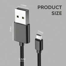 DATA FROG Micro USB 充電線，適用於無線控制器，數據線，1/2/3 米 - 黑色2M - 查看 4