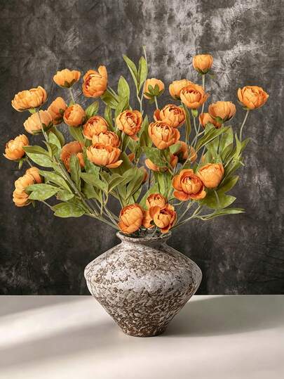 3pcs 28 Inch Artificial Peony Stems, Faux Peony Branches, Vintage Silk Flowers, Vase Arrangement Decor, Autumn Room Decoration, Rustic Country Style Wedding Table Flowers, Handmade Bouquet, Autumn/Winter Atmosphere Home Decor, Halloween Floral Art, Christmas Gift