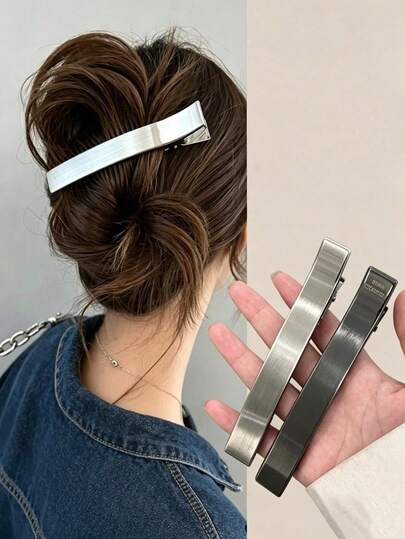 1/5 buc. Clame de păr metalice argintii minimaliste extra mari pentru femei, potrivite pentru coafuri strânse și look-uri împletite, accesorii de păr de înaltă calitate, perfecte pentru coafuri cu coc, finisare netedă fără modele, fără deteriorarea părului, clame de păr mari de 12 cm, potrivite pentru toate anotimpurile