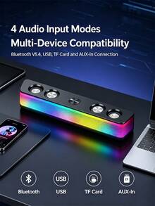 Newmine Long Bar Computer Speakers Desktop Laptop Bass Subwoofer Gaming High-Fidelity Soundbar Home Indoor Wireless Bluetooth Speaker BT535 Wireless Version - View 7